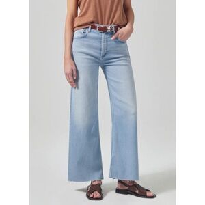 Citizens of Humanity Lyra Wide-Leg Crop Jeans Marquee Light Blue 25